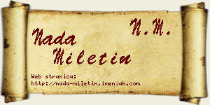 Nada Miletin vizit kartica